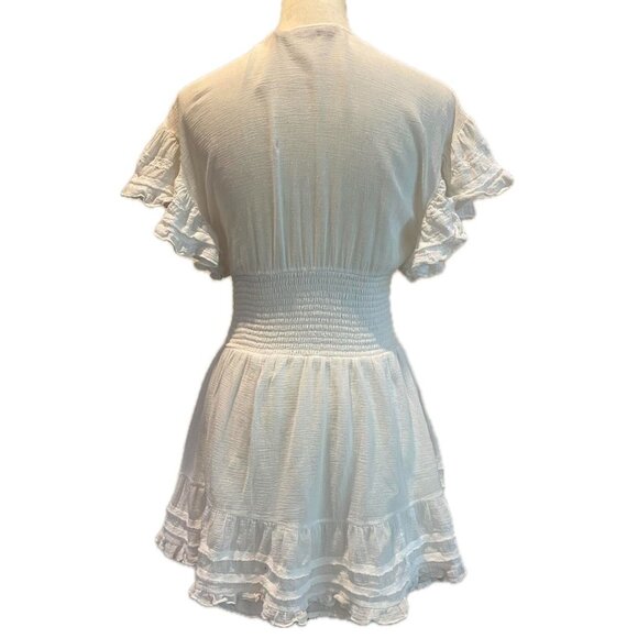 IRO designer white ruffled cotton dress crochet ruffle detail luxury S - Picture 4 of 8